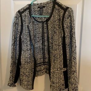 Black and White Faux Leather Blazer